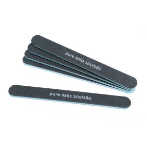 Purenails Black Foam Straight Files 100/180 grit - Pack of 5